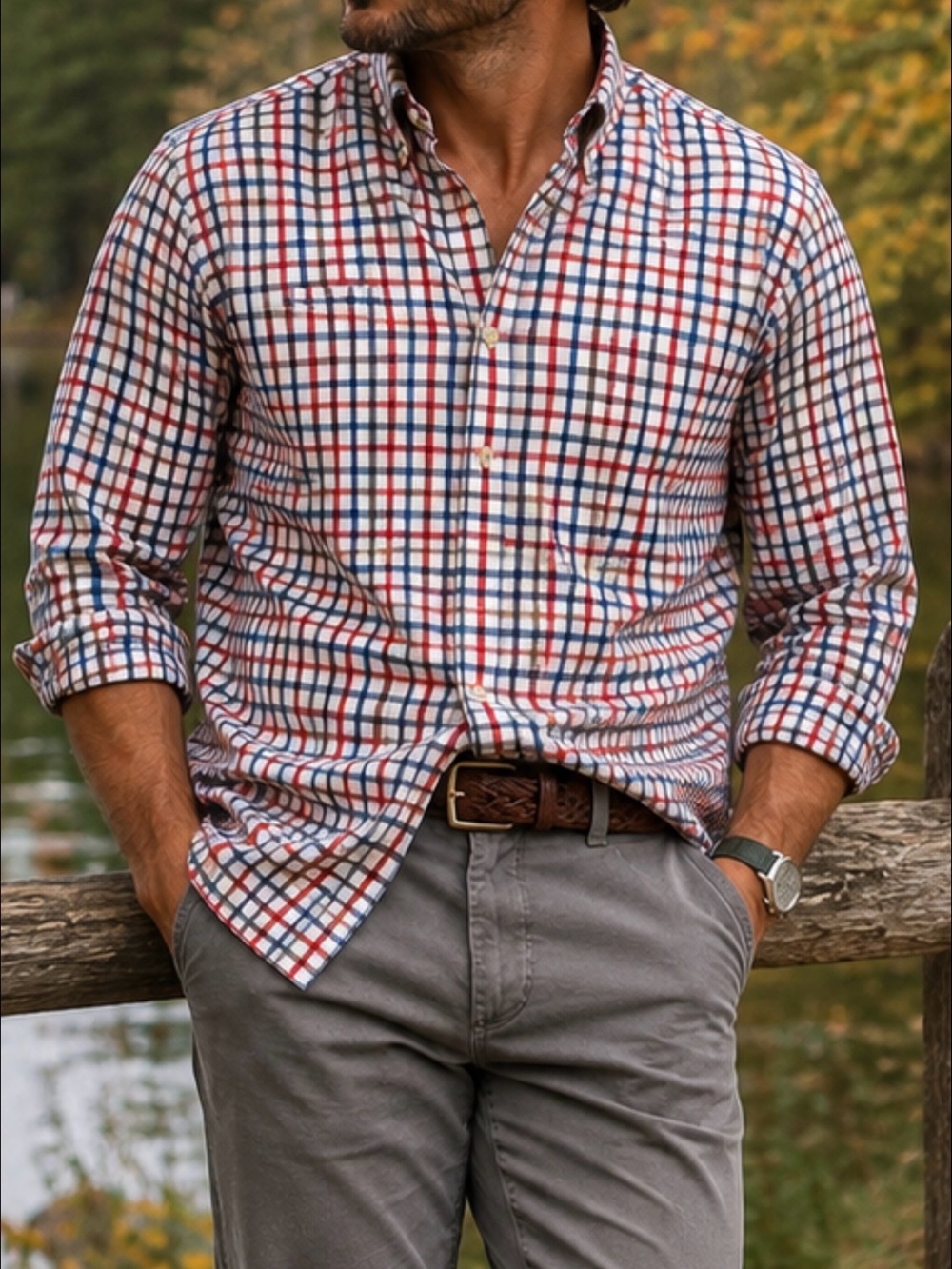 Orvis Sporting Traditions Mens M Plaid 100% Cotton Button Down Shirt